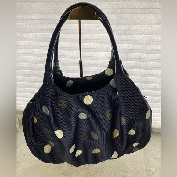 Kate Spade EUC Rare Park Row Karen Hobo Bag Navy Blue with Multicolored Dots - Picture 7 of 16